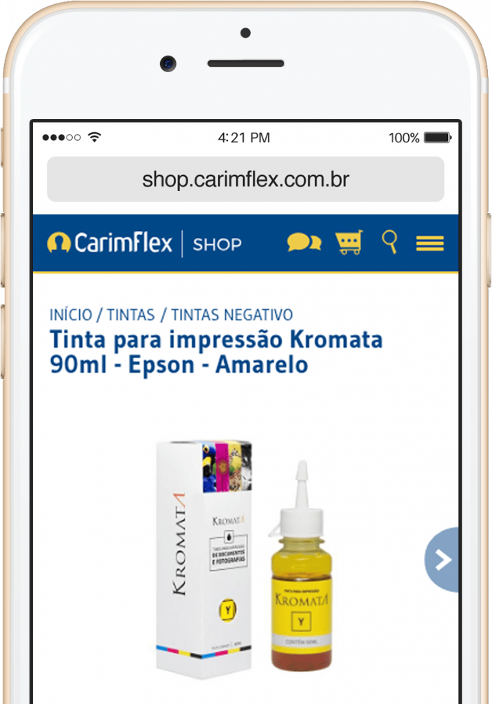 Tinta colorida Kromata no Shop CarimFlex mobile